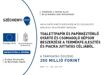 Uniós támogatásból két sávos nagy teljesítményű zsebkendő gyártó berendezések és csomagológép kerültek beszerzése a Vajda-Papír Kft. budapesti telephelyén